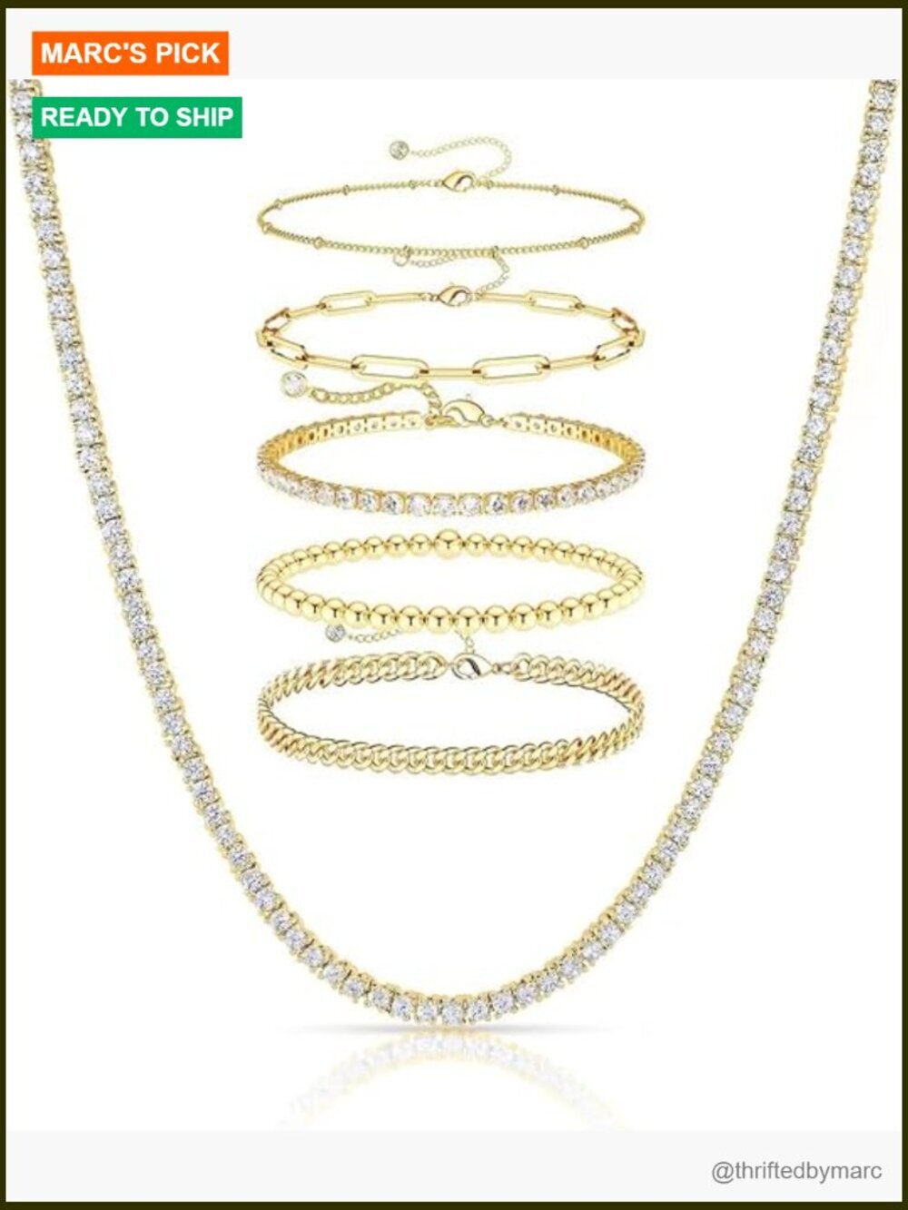 Cubic Zirconia Tennis Necklace Bracelet Set - Hypoallergenic